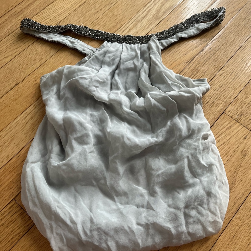 Elegant Silver Beaded Strap Top